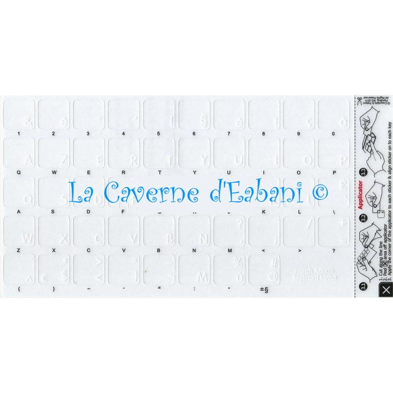Sticker Autocollant AZERTY Blanc pour Touches de Clavier d'Ordinateur